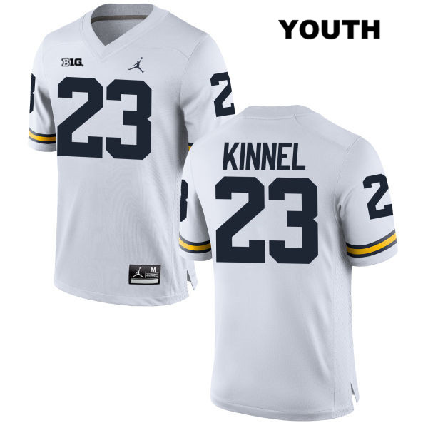 Youth NCAA Michigan Wolverines Tyree Kinnel #23 White Jordan Brand Authentic Stitched Football College Jersey XG25L77VO